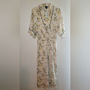 J.Crew Jumpsuit Satin Easy-luxe Eco in Budding Floral Wide Leg Yellow XS No Belt